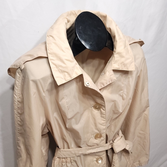 VINTAGE 1960's ALLIGATOR LACOSTE Full-Fit Utility Hooded Belted Trech Coat Sz L - Picture 12 of 12